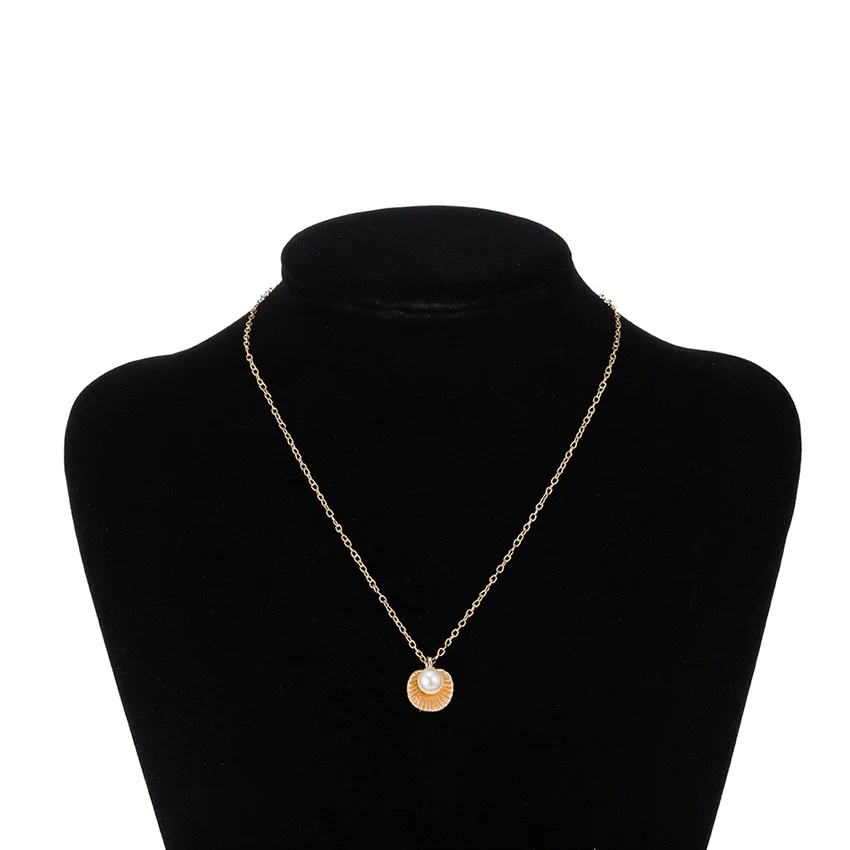 Ожерелье золотого цвета в виде ракушки с жемчужным necklace ем кулон ожерелье s