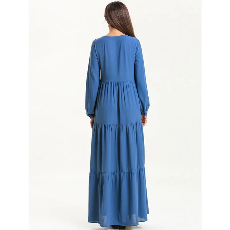 Длинное мусульманское Макси Платье турецкое Арабская кафтан Дубай скромная