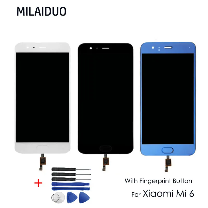 ЖК дисплей для Xiaomi Mi6 Mi 6 сенсорный экран дигитайзер с датчиком отпечатков пальцев