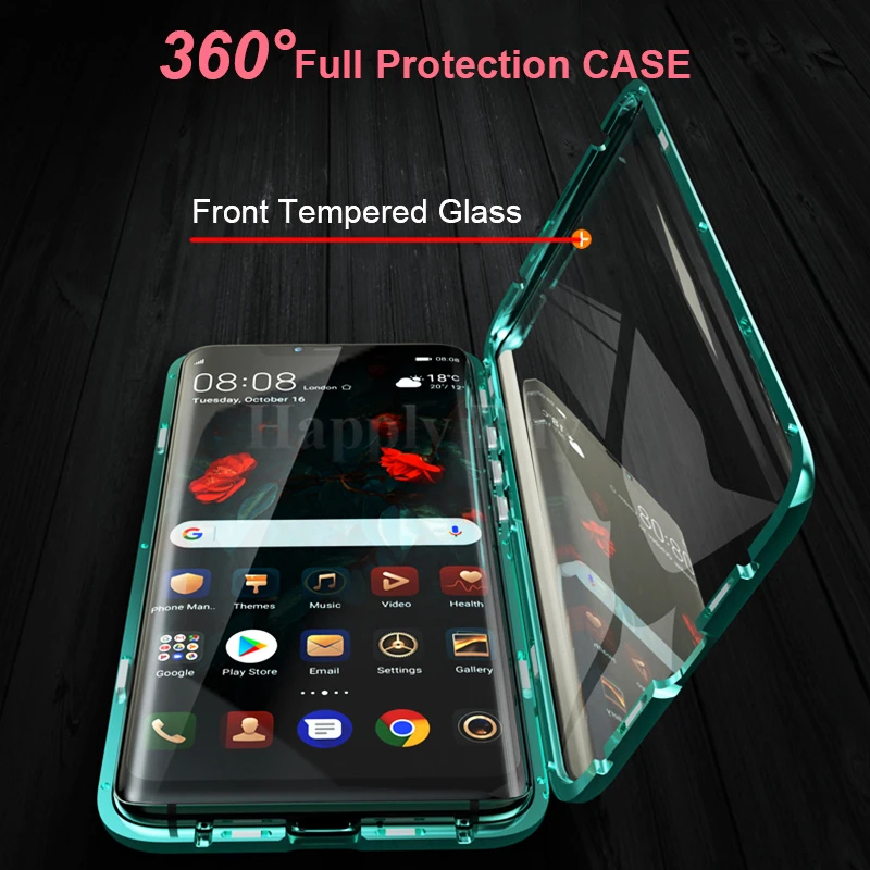 Передний и задний стеклянный Магнитный чехол для huawei mate 20 Pro, чехол 360, полная защита, противоударный чехол для huawei mate 20Pro, чехол
