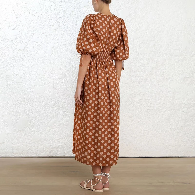 2019 зим Дизайнер взлетно посадочной полосы платье для женщин Винтаж горошек макси