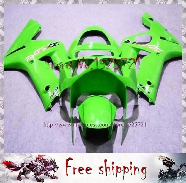 2003 2004 ZX 6R для Kawasaki Ninja комплект кузова обтекателя зеленый ABS пластик кузов Set|plastic bag