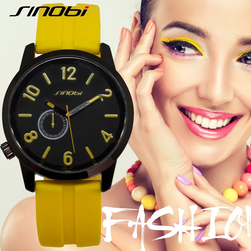Модные мужские часы SINOBI с силиконовым ремешком наручные от лучшего бренда