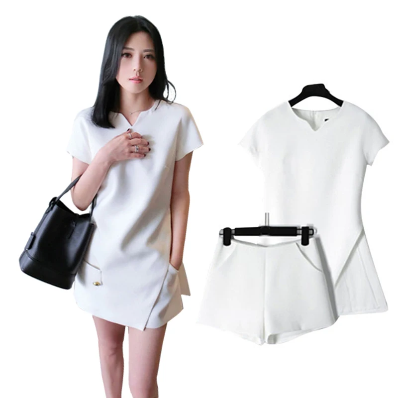 Женский спортивный костюм с коротким рукавом элегантный повседневный из топа и