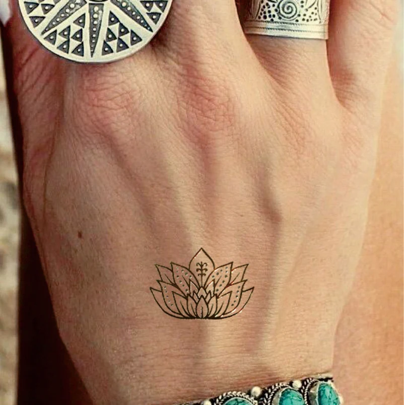 MCT02 Цыганская душа и узор для йоги металлическая временная татуировка с лотосом