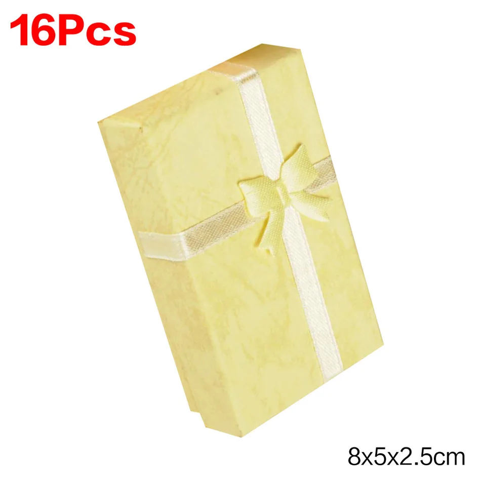 Yellow 16 шт./лот, коробка для украшений из крафт-бумаги, серьги, кольца, 8x5x2,5 см, подарочные коробки, аксессуары для ювелирных изделий, цветные подарочные коробки - Цвет: Yellow