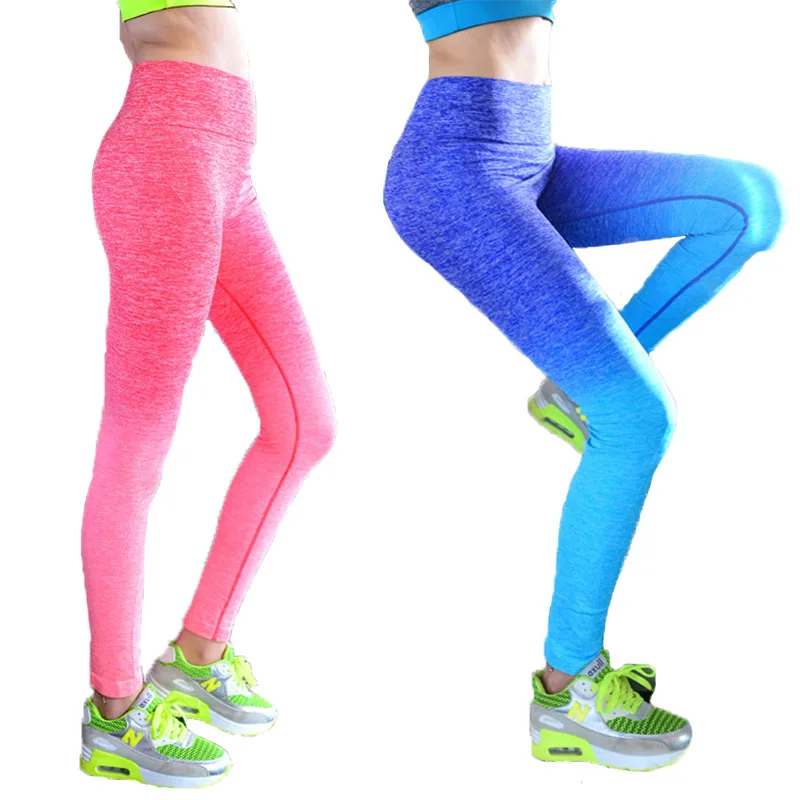 Высокие спортивные Леггинсы для спортзала градиентные эластичные женские штаны
