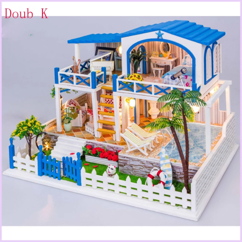 Миниатюрный Кукольный 3d дом Doub k сделай сам Сборная модель блока игрушки