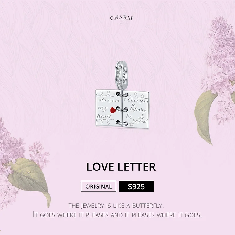 Bamoer Love Note, подвеска, Шарм для серебра, оригинальные Подвески, браслет, открытая книга, Стерлинговое Серебро, 925, мода, сделай сам, ювелирное изделие SCC1262