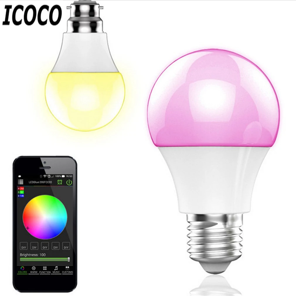 ICOCO Smart Bluetooth светодиодный свет E27 многоцветный диммер лампа для iOS Android Системы