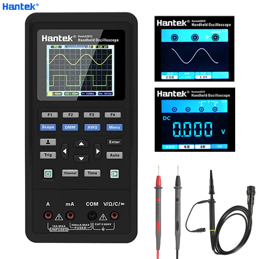 Цифровой осциллограф Hantek 3-в-1 портативный USB-мультиметр с 2-мя каналами + генератор