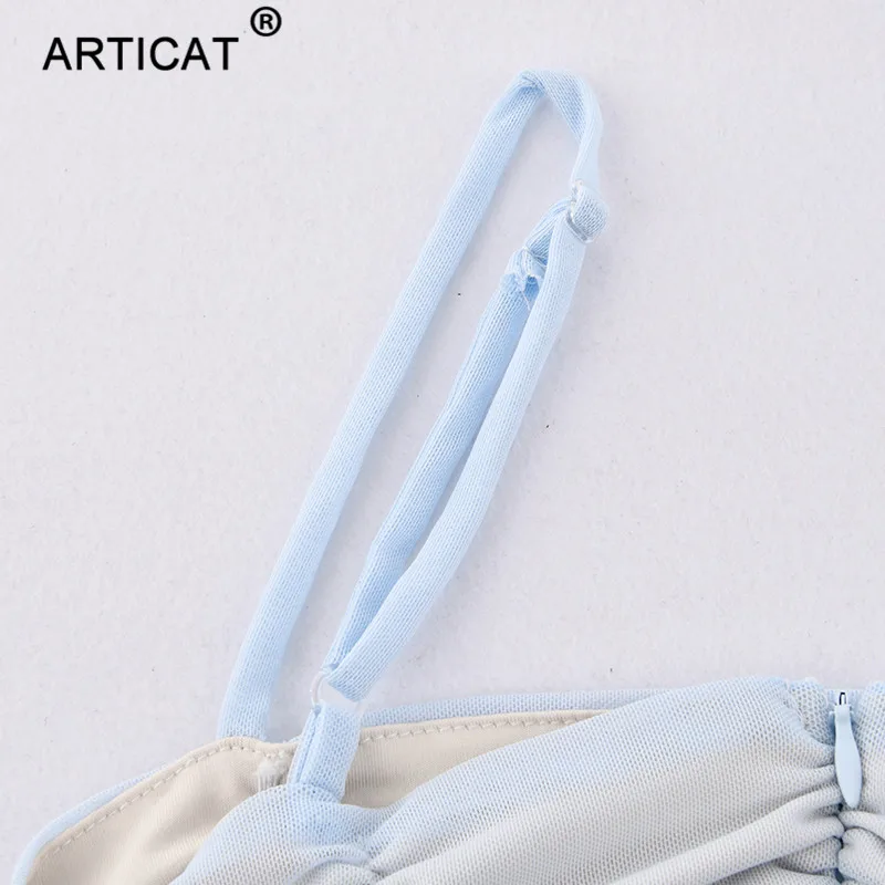 Женское прозрачное платье Articat, обтягивающее платье с открытыми плечами, на бретелях для вечеринки, плиссированное сетчатое платье на рождество