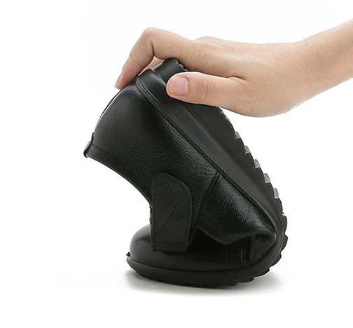 Женские кожаные туфли LIHUAMAO на танкетке мягкая обувь Мэри Джейн с круглым носком