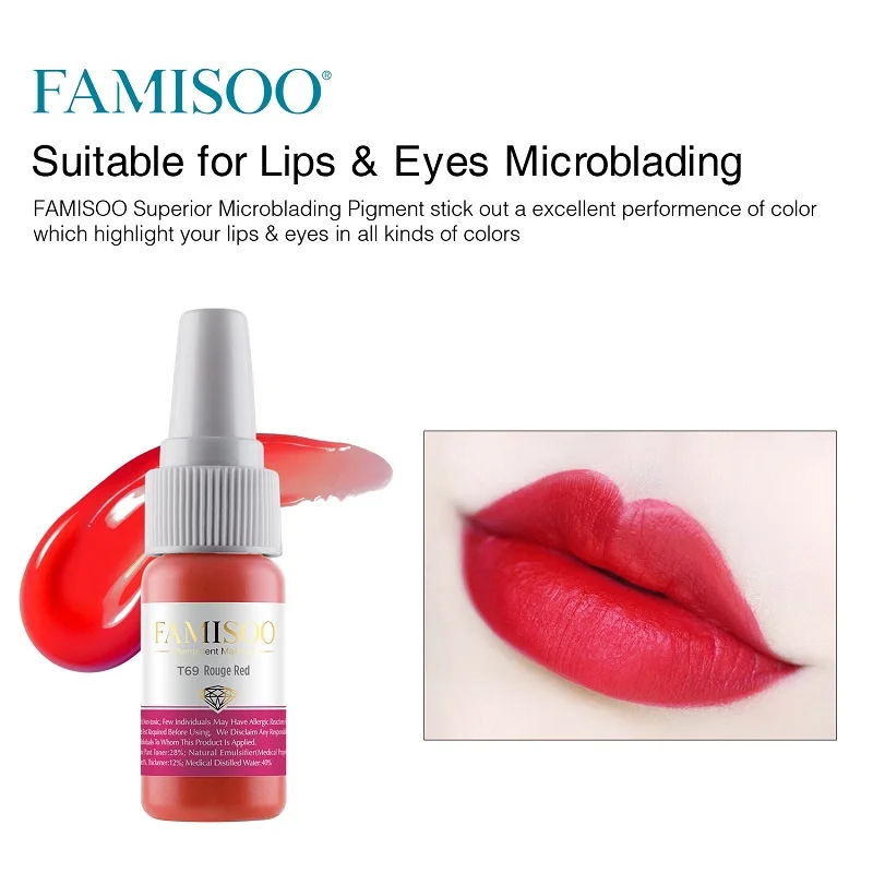 Красные микроблейдинговые пигменты FAMISOO T69 чернила для татуировок аксессуары