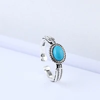 xiyanike silver color korean style sky blue crystal stone round open ring cubic zirconia for women gift jewelry banquet