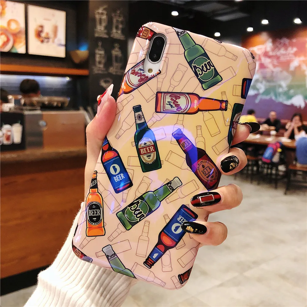 Case For iPhone X XS MAX XR Japanese Street Trend 3D Relief Painted Beer Drink Phone 6s 7 8 Plus Blue Light |