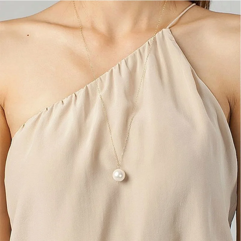 Лето ювелирные изделия Простой Имитация жемчуга Цепочки и ожерелья долго