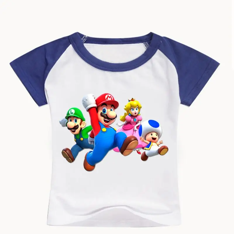 2-12Year классические игры Super Mario футболка Дети Mario Bros футболки для маленьких мальчиков топы с длинными рукавами рубашки для девочек хип-хоп Уличная