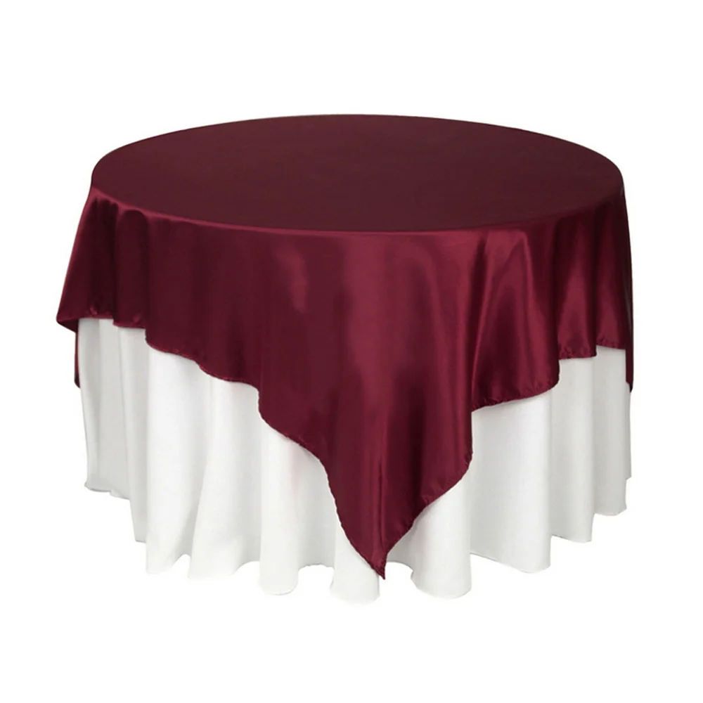 Wine Red 5 шт./лот квадратный 145*145 см красный/белый/черный разноцветный атласная Скатерть для украшение для свадебного банкета вечерние Декор покрытие стола - Цвет: Wine Red