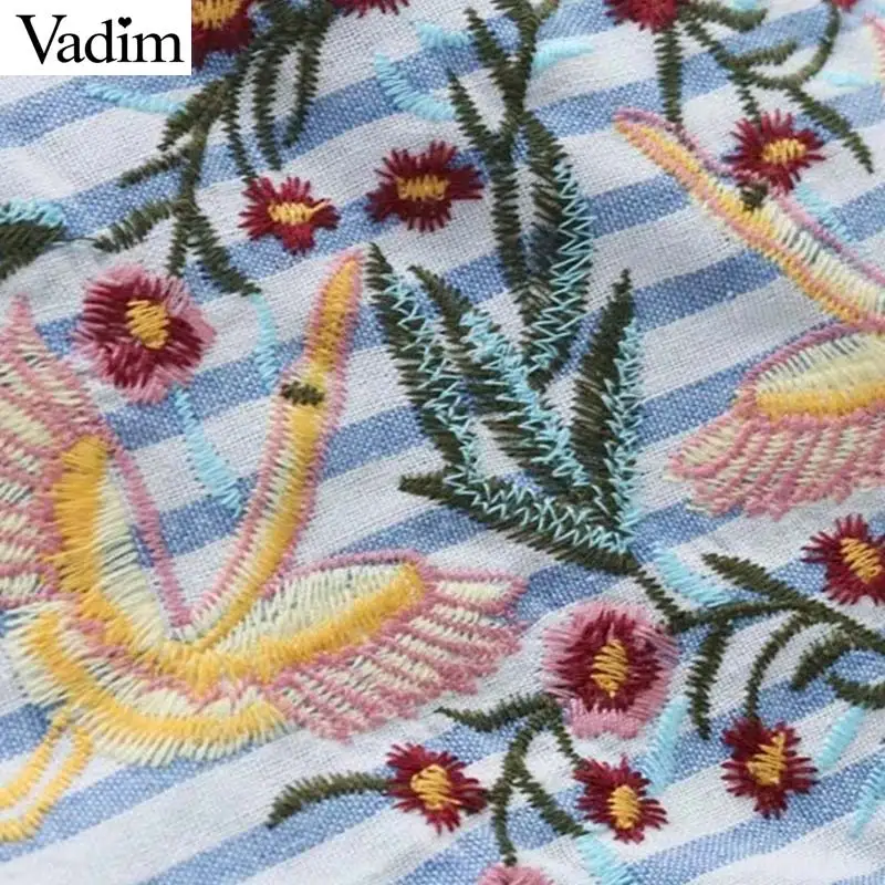 Рубашка Vadim в полоску с милыми птицами плиссированная коротким рукавом и О