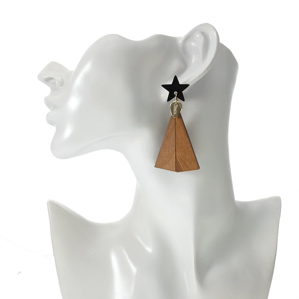 Звезда Серьги Этнические богемные серьги Multi Цвет деревянный большой