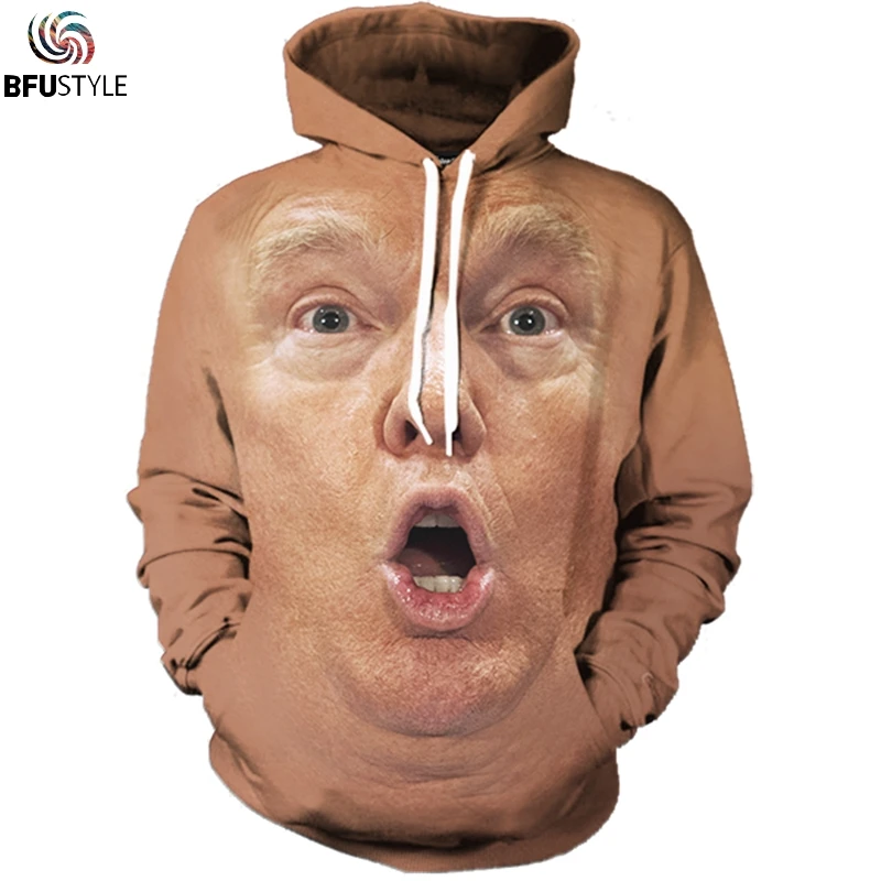 Мужская толстовка с капюшоном Shocked Face Trump брендовая Толстовка длинным рукавом и 3D