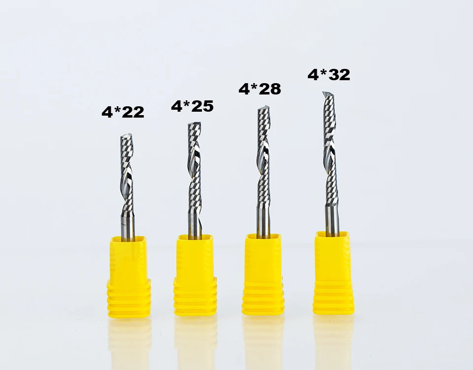 1pcs HUHAO 4mm Single Flute Spiral Cutter 2A TOP Quality router bit CNC For Acrylic PVC MDF End Mill Carbide Milling Cutter