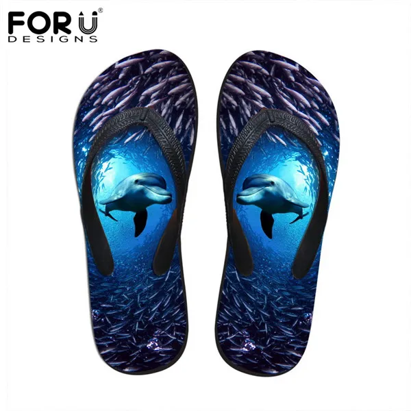 FORUDESIGNS/Новинка; Модные женские Вьетнамки без шнуровки; милые летние женские шлепанцы с изображением мопса; женская пляжная обувь на плоской подошве с объемным рисунком хаски - Цвет: C0305AB