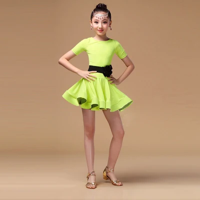 Детский бальный костюм с короткими рукавами юбка для девочек костюмы латинских