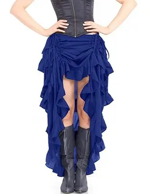 Xxxxxxl xxxxxl xxxxl размера плюс костюмы на Хэллоуин Стимпанк Викторианский косплей костюм Женская высокая-Низкая шоу девушка юбка - Цвет: blue