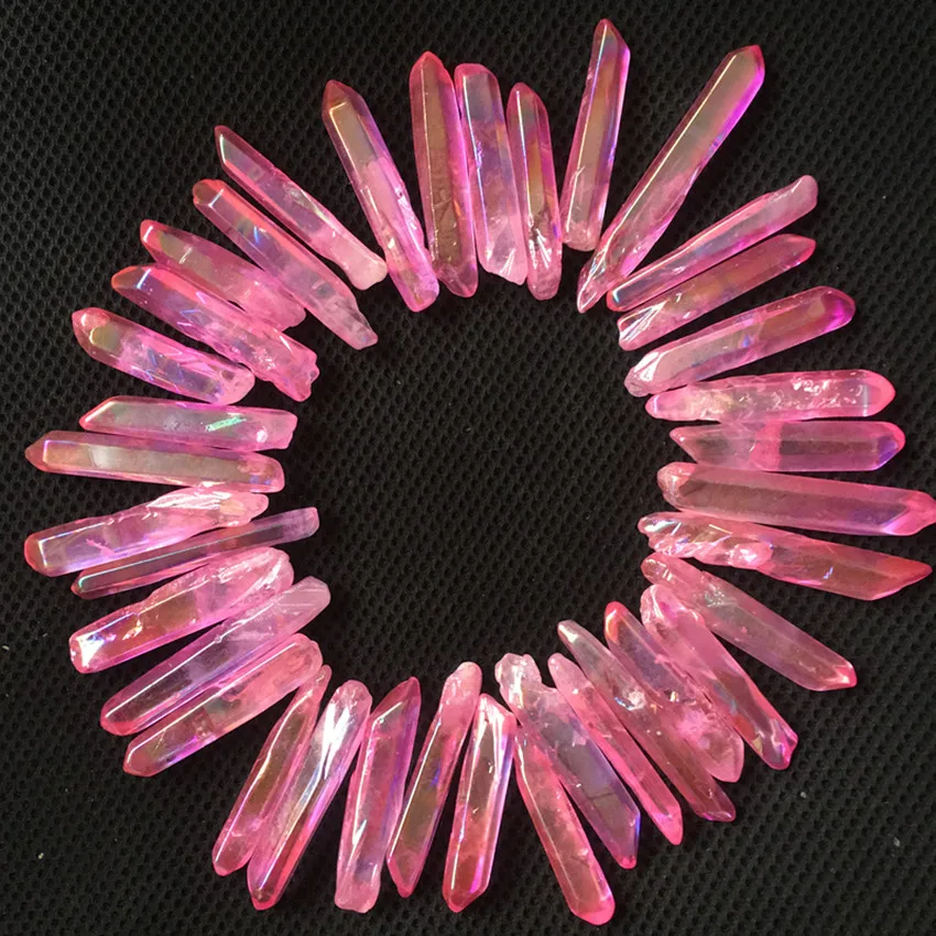 10 шт. розовые радужные титановые кварцевые палочки ауры натуральные камни и