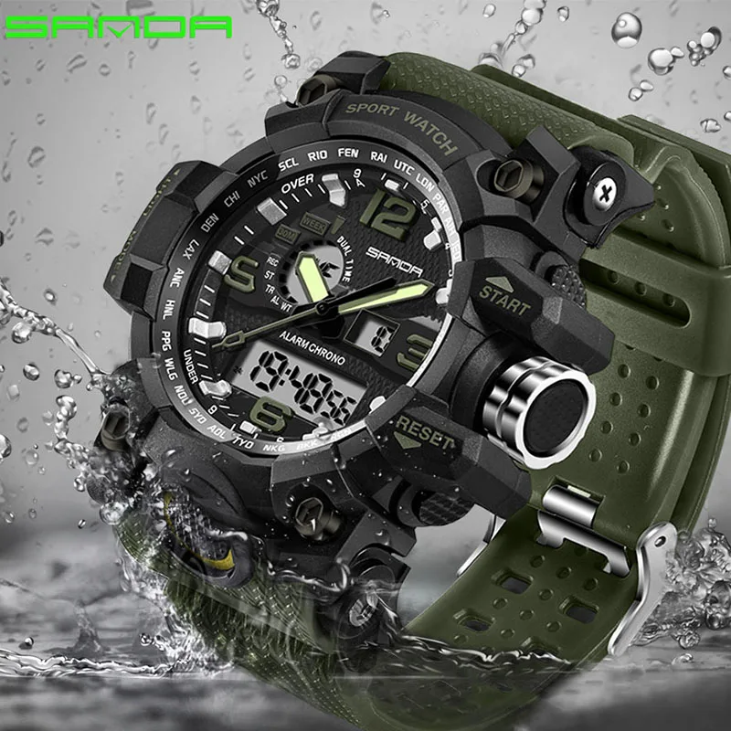 

SANDA New S Shock Men Sports Watches Big Dial Sport Watches For Men Luxury Brand LED Digital Military Waterproof Wrist Watches