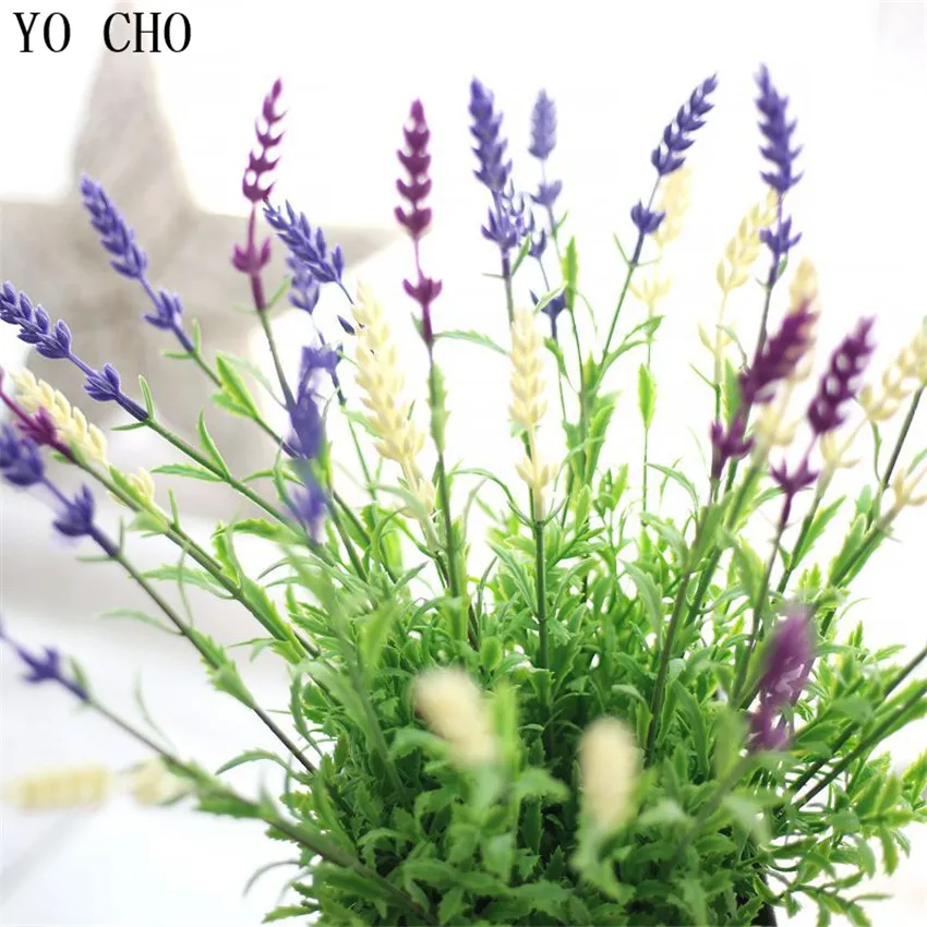 

YO CHO (5 шт./лот) 3 искусственные цветы, Рождественский Декор для дома, пластиковые листья, лаванда, украшение для свадебвечерние