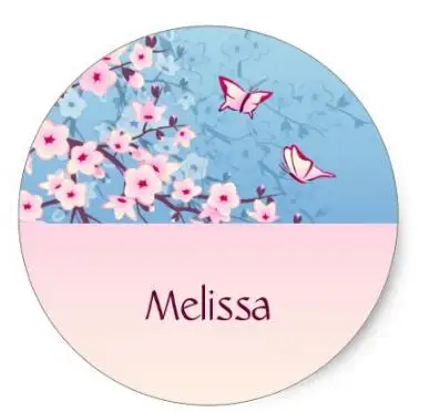 

1.5inch Floral Cherry Blossoms Pink Blue Classic Round Sticker
