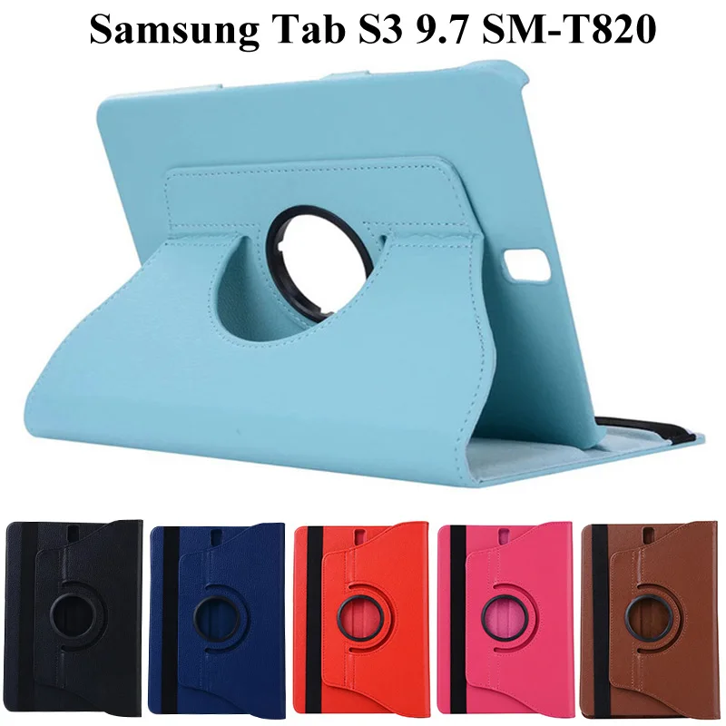 360 Rotating Flip Stand Smart PU Leather Case for Samsung Galaxy Tab S3 s3 9.7 SM-T820/T825/T829 9.7 inch Tablet Case +Film+Pen
