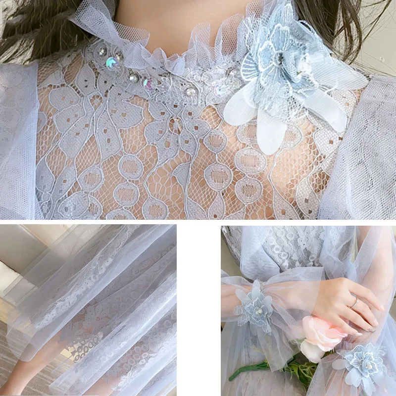 Женское винтажное кружевное платье комплект из 2 предметов Пляжное с длинным