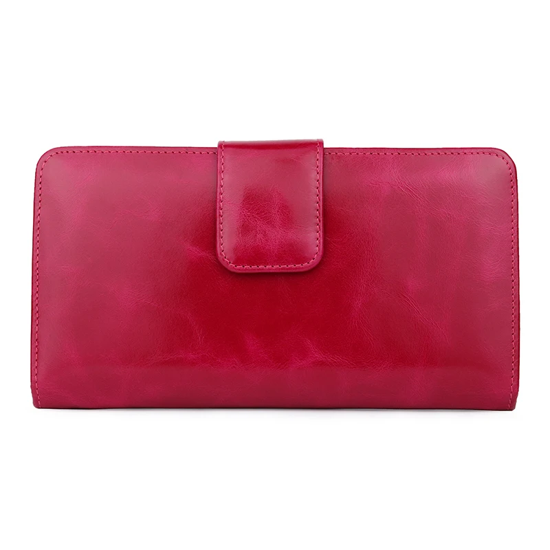 

Premium 100% Cowhide Leather Multi-Card Bit Card Wallets New Arrivals Genuine Oil Waxing Zipper Purses Carteira Feminina Sales