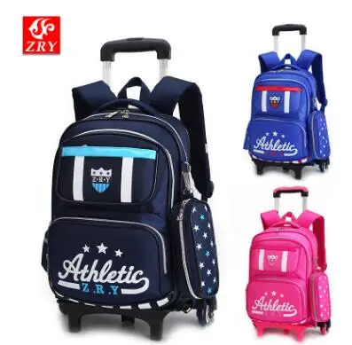 Школьный рюкзак на колесиках для детей, детская дорожная сумка на колесиках, съемные детские сумки