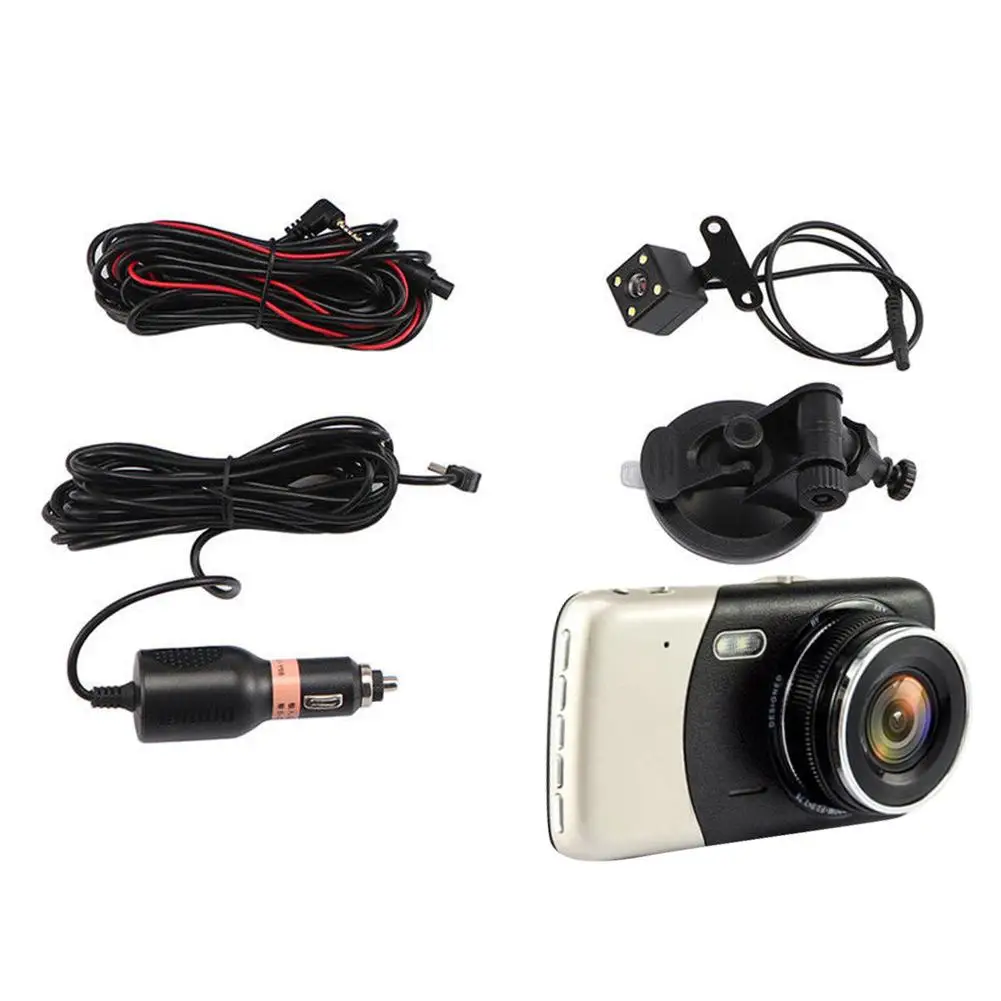 

4 Inch Front And Rear Dual Lens Driving Recorder HD 1080P Car Vehicle DVR EDR Dashcam With G-Sensor Rearview Functions Dash Cam