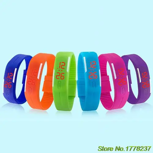 Мужские Женские силиконовые спортивные часы с красным светодиодным сенсорным