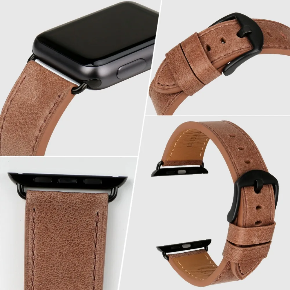 Premium Genuine Leather band For Apple Watch 49mm 45mm 44mm 42mm 41mm 40mm Series 8 7 SE 6 5 4 3 iWatch Apple Watch Strap