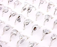 wholesale lots job 20pcs crystal rhinestone silver plated women ring engagement wedding party gift fashion jewelry hot