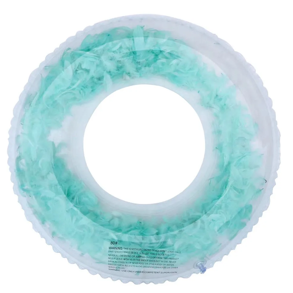 

Inflatable Swimming Ring Transparent Feather Adult Thickened Pvc Transparent Swimming Ring Essential For Outdoor Swimming