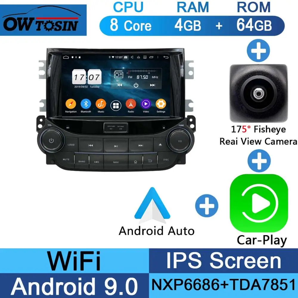 Fisheye Carplay n A " ips 1920*1080 8 Core 4G ram+ 64G rom Android 9,0 автомобильный dvd-плеер для Chevrolet Malibu 2012 2013 DSP радио gps - Цвет: Fisheye Carplay n A