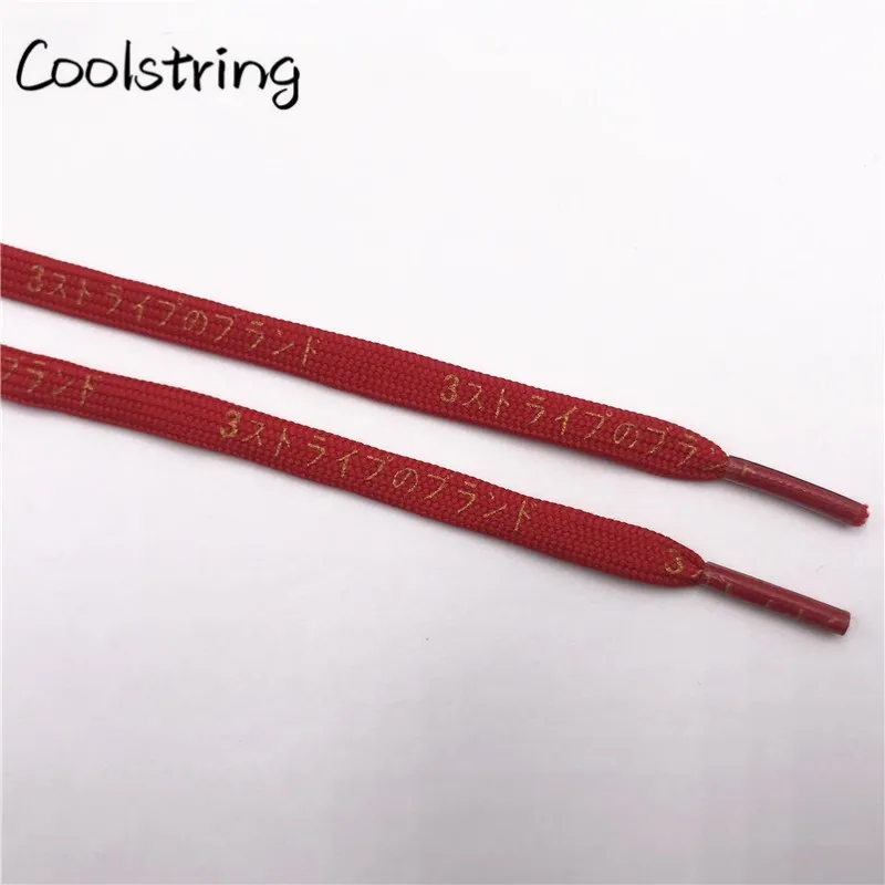 Coolstring крутые 7 мм Печатные Hiragana японские Катакана буквы шнурки для обуви Шелкография шнурки черный красный шнурок золотого цвета латчета