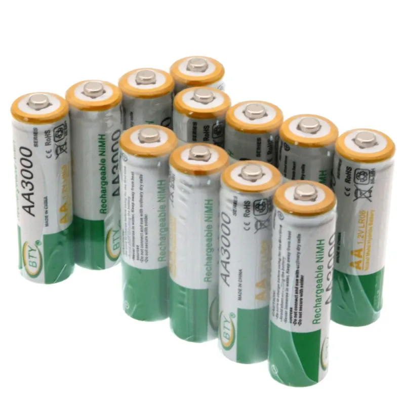 12PCS Абсолютно новые 1,2 V 3000mAh NI MH AA предварительно заряженные аккумуляторы NI-MH перезаряжаемые aa батареи для игрушек камера микрофон - Цвет: 12PCS