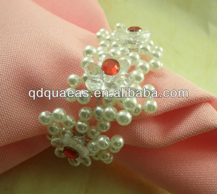 Белая искусственная кольца из бисера Свадебный держатель для салфеток | Дом и сад