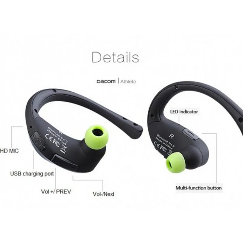 Bluetooth наушники Dacom Athlete Беспроводные спортивные стерео Музыкальная гарнитура с