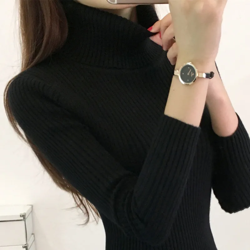2018 New Autumn Winter Turtleneck Sweater Women Fashion Knitted Pull Femme High Quality Warm Pullover Jumpers | Женская одежда