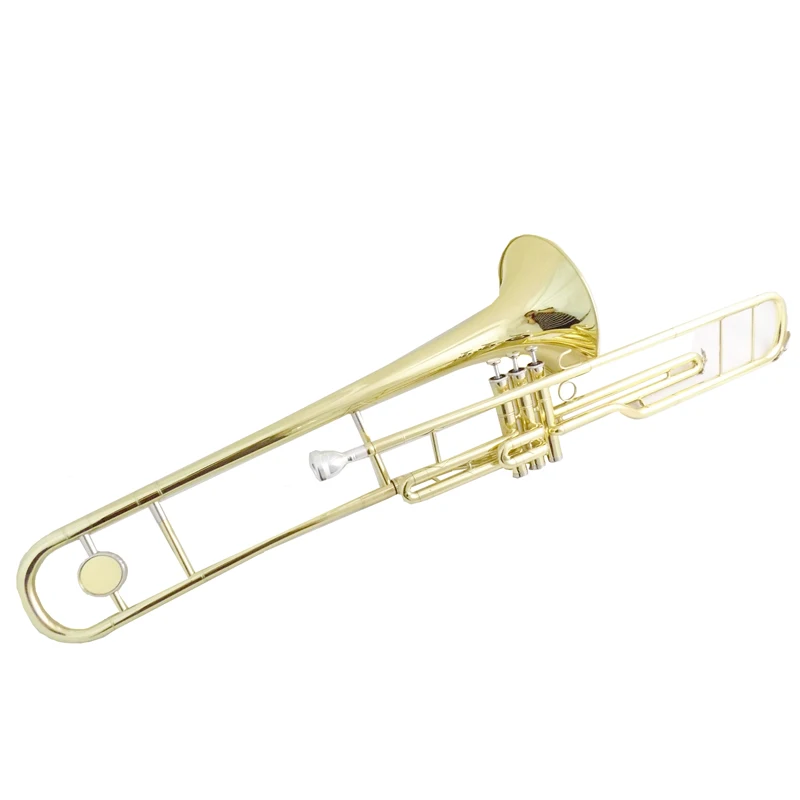 C Key Piston Trombone с корпусом мундштук желтый латунный корпус лак посеребренный